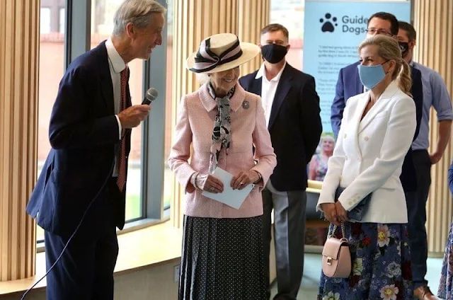 Countess of Wessex wore a vesper floral print crepe midi skirt from Erdem. Princess Alexandra handed over the Patronage of Guide Dogs