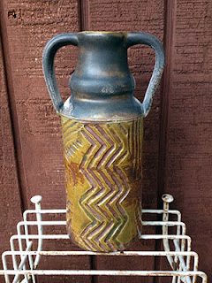 Carved Wood Fired Pottery Bottle by Future Relics