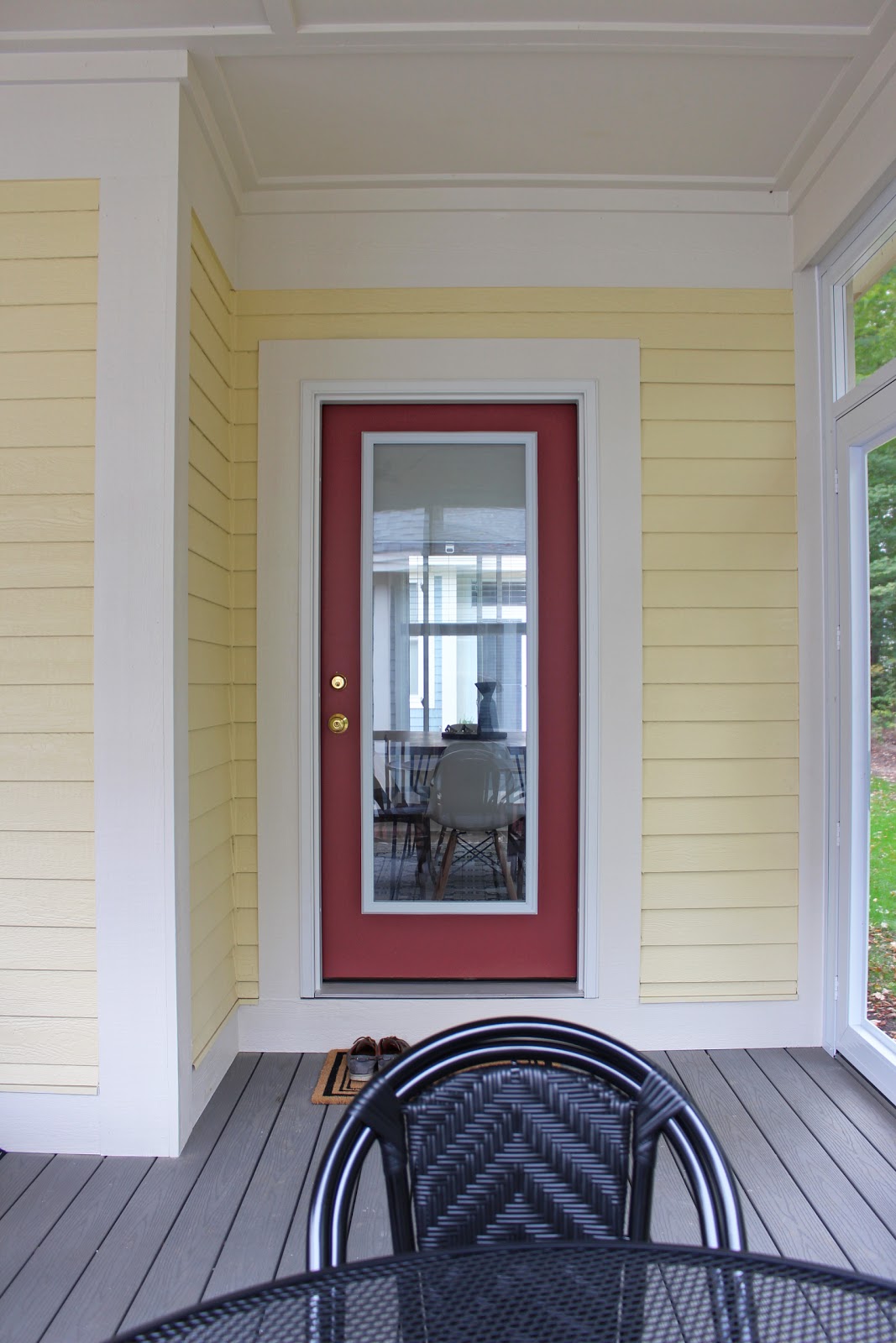 AM Dolce Vita Front Door Paint Colour and Schlage Matte Black Lever Set