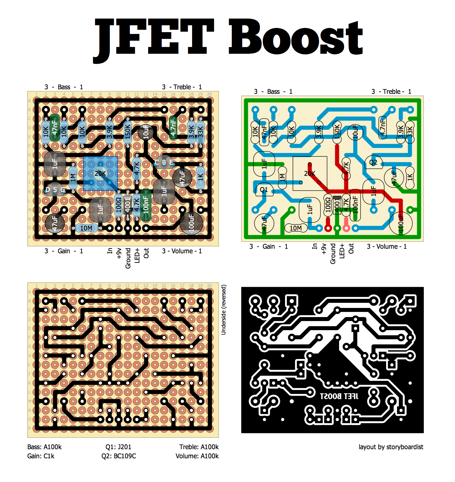 Perf and PCB Effects Layouts: Nocentelli JFET Boost