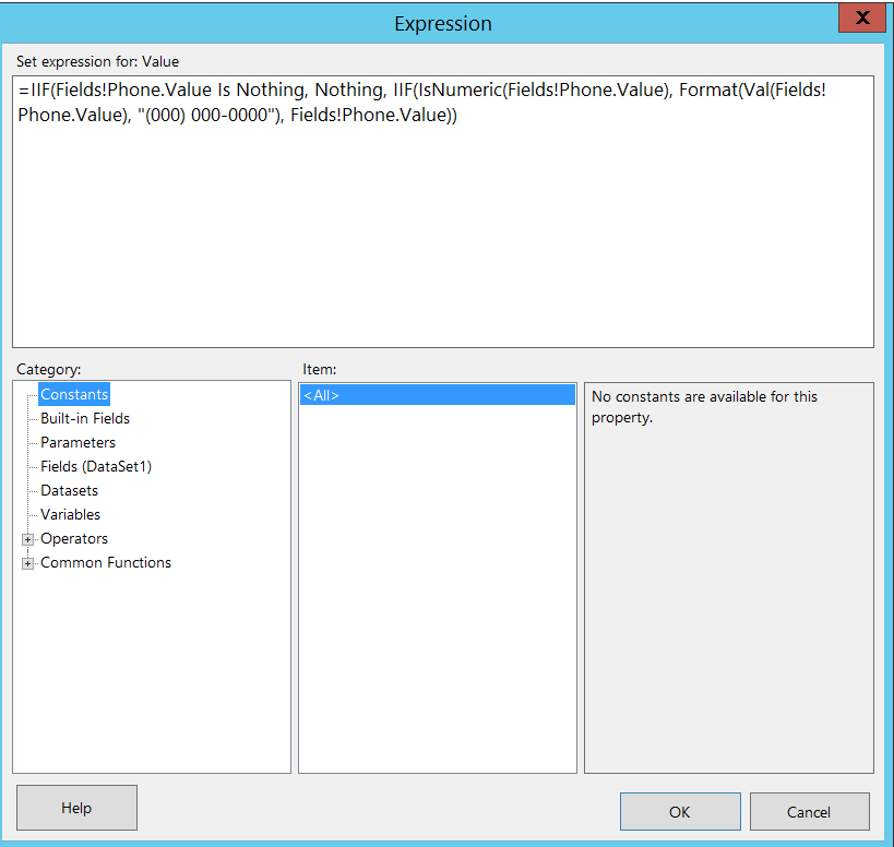 Formatting Phone Numbers in SQL Reporting Services