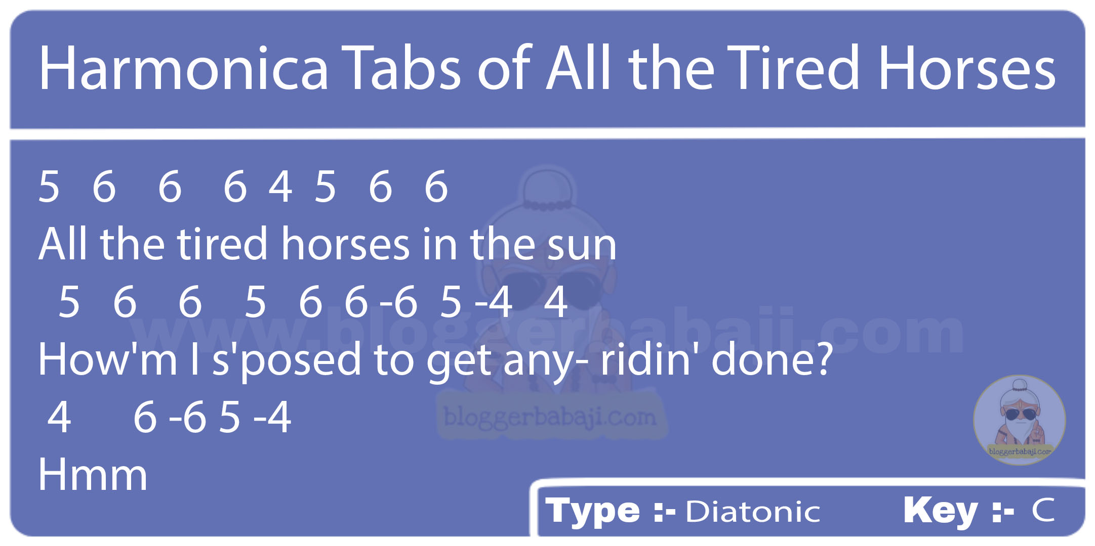 Harmonica Tabs of All the Tired Horses