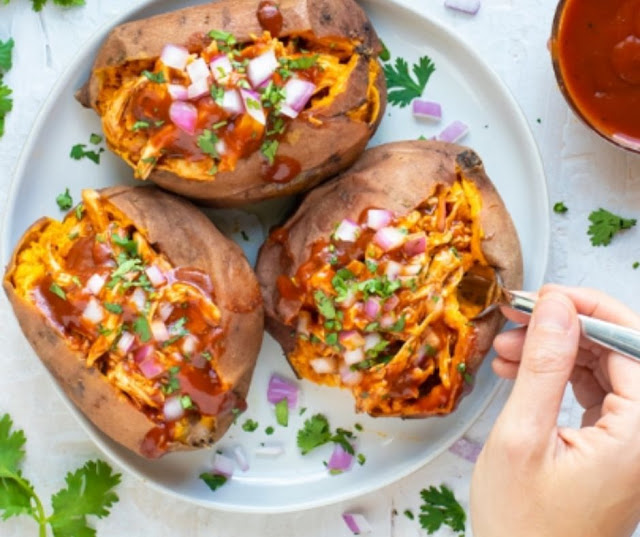 BBQ Chicken Stuffed Sweet Potatoes BBQ Chicken Stuffed Sweet Potatoes
