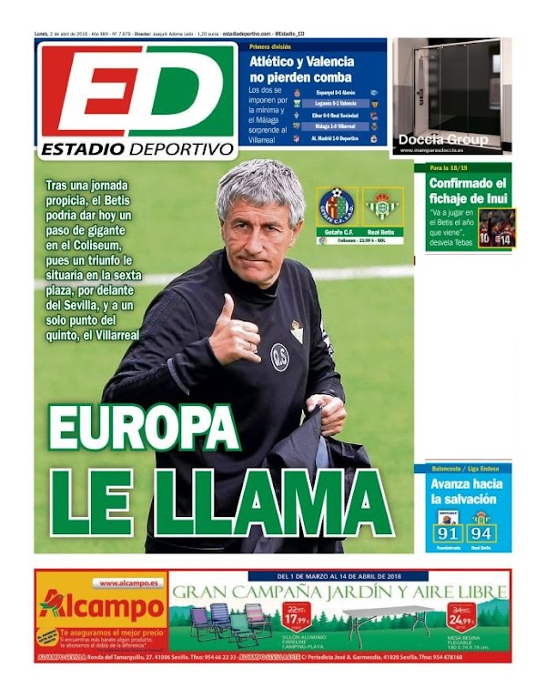 Betis, Estadio Deportivo: "Europa le llama"