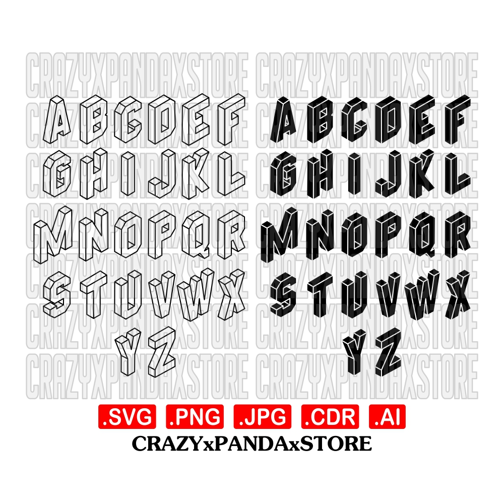 Alphabet svg, alphabet vector file, alphabet TYPE 3D svg - SVG FILES