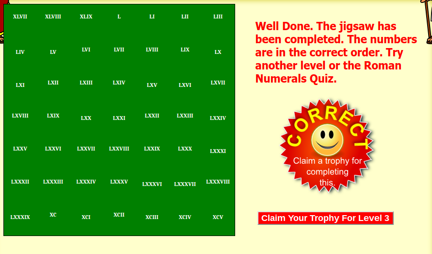 Angari Roman Numeral Puzzle Transum