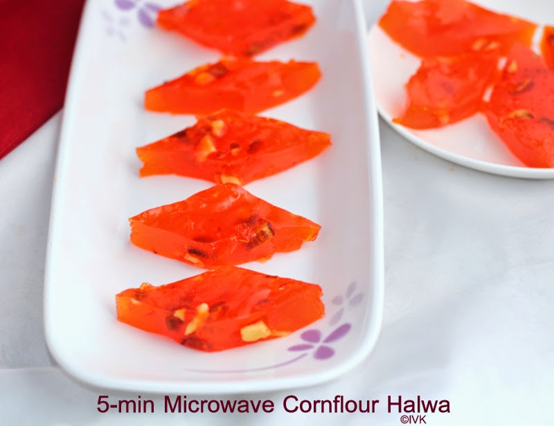 IndianVegKitchen 5min Microwave Cornflour Halwa Karachi Halwa Recipe