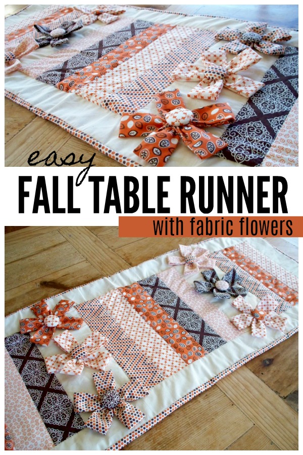 How to Make a Table Runner with Fabric Flowers Adventures of a DIY Mom