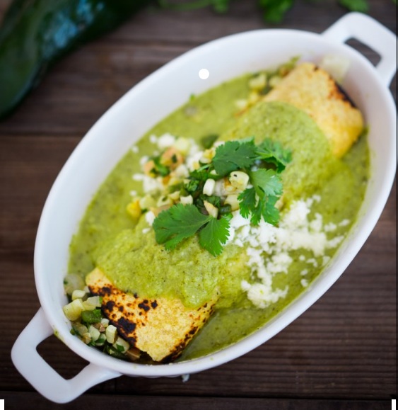 Smoked Chicken Crepes with Tomatillo Sauce
