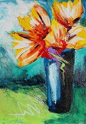 vase acrylic yellow bouquet painting flower paintings flowers carol engles floral abstract dailypainters oil bouquets paper x7