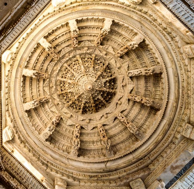 Beautifully carved ceilings of the Rangmandap