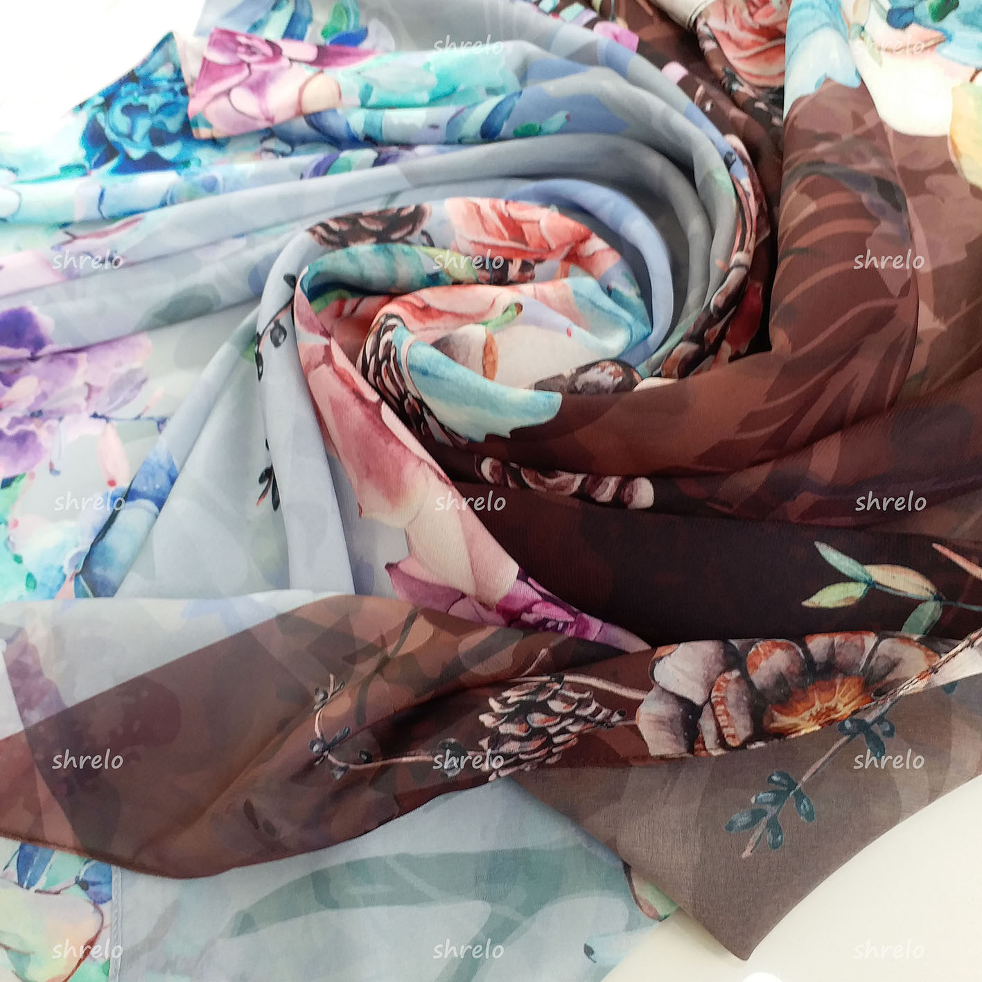 Shrelo Print Tekstil Print Scarf di kain Poly Cotton