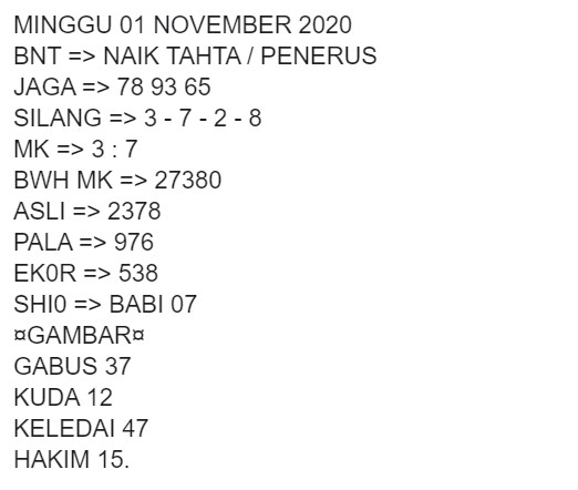 1 New Message Kode Syair Singapore 1 November 2020 Forum Syair Togel Hongkong Singapura Sydney