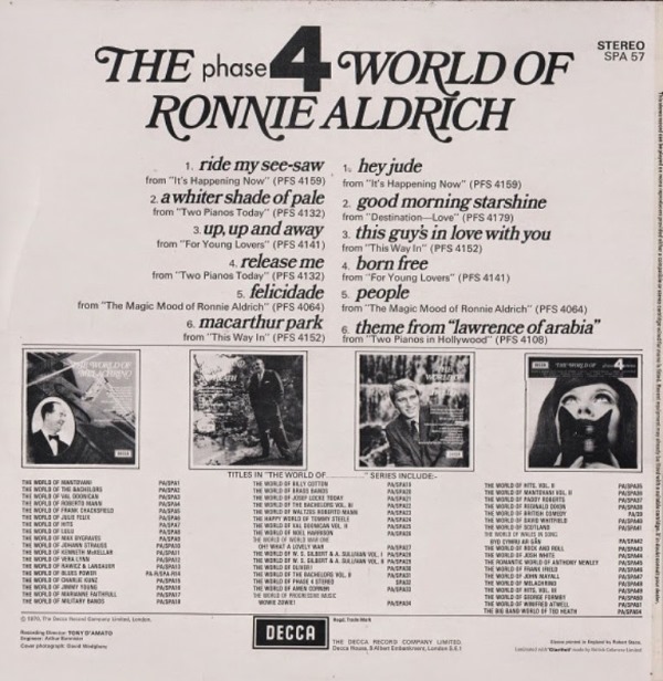 Luz Cámara Música - Sólo para Melómanos: Ronnie Aldrich ‎– The Phase 4
