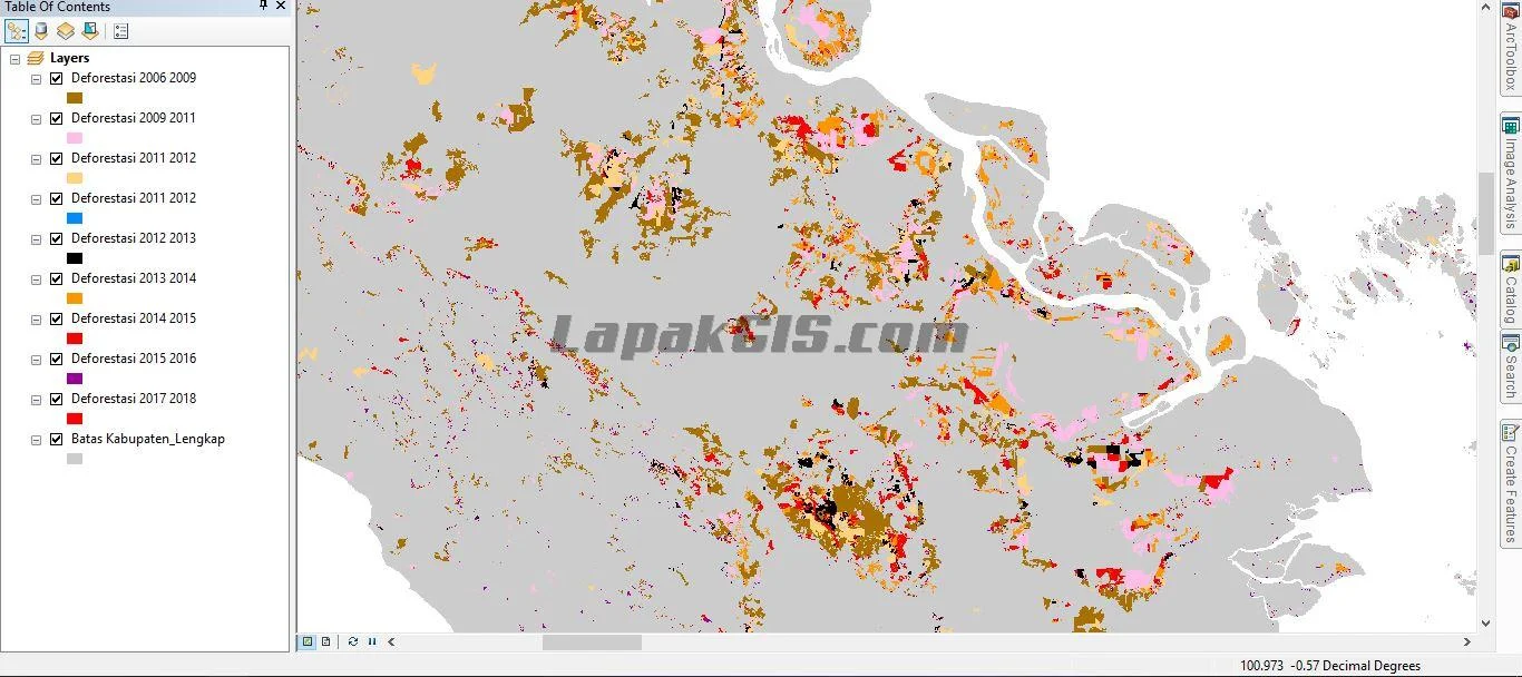 Deforestasi Hutan Indonesia 2006-2018 Format Shapefile