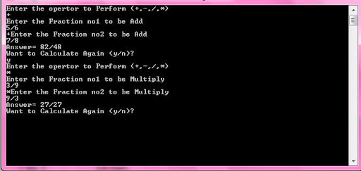Program in C++ to Calculate Fractions