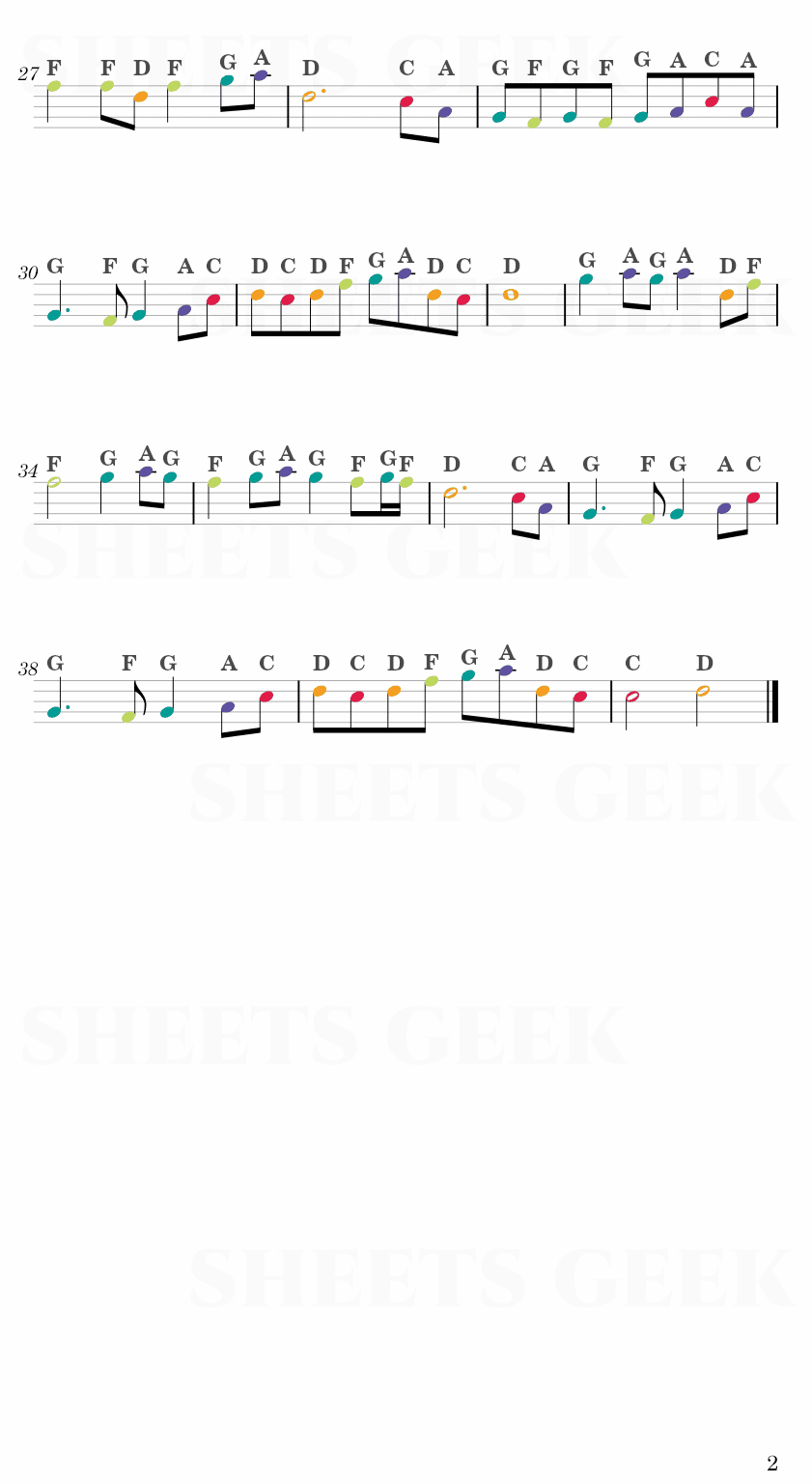 Trail of the Angels - Chen Yue Easy Sheets Music Free for piano, keyboard, flute, violin, sax, celllo 2
