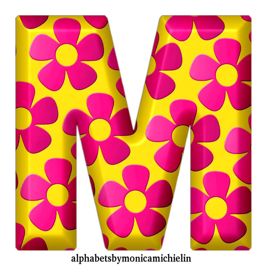M. Michielin Alphabets: PINK FLOWERS YELLOW BACKGROUND ALPHABET ...