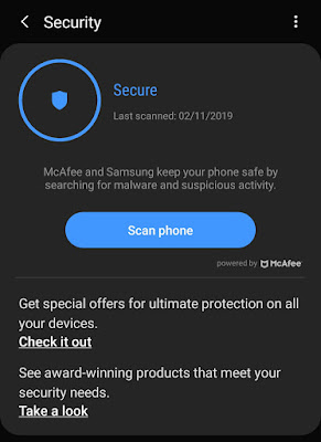 Scan viruses on your phone using built-in antivirus