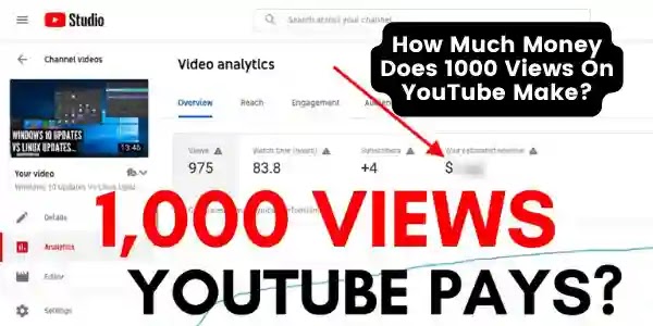 How Much Money Does 1000 Views On YouTube Make?