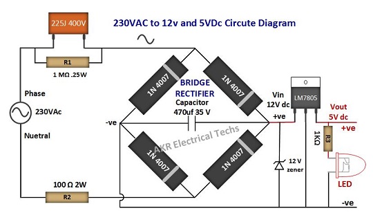 230Vac to 5Vdc transformerless Power Supply