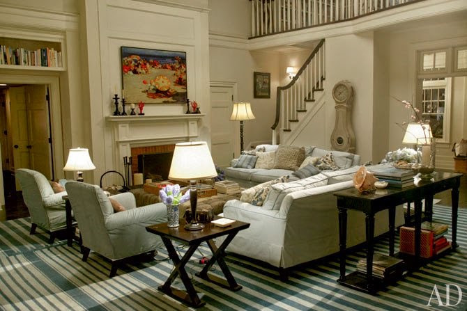Blue and white living room from Something's Gotta Give movie