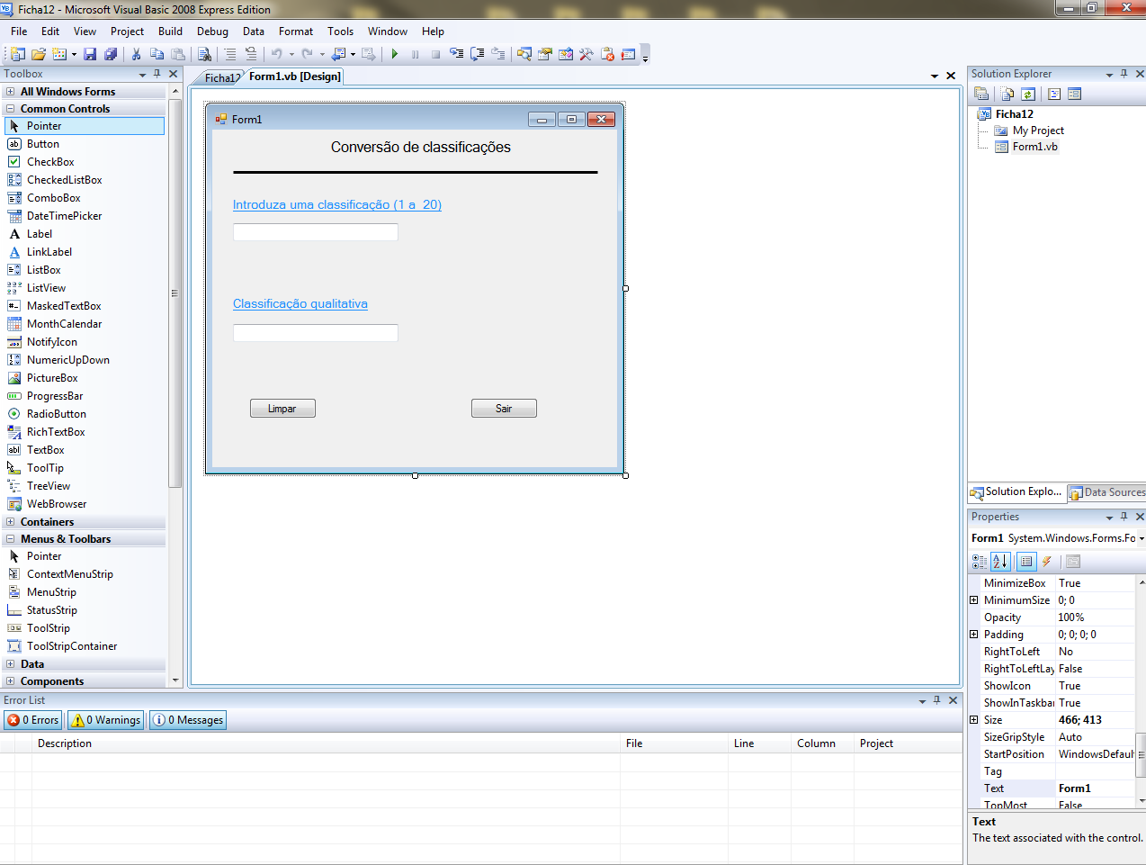 Programa Em Visual Basic Aplicações Informáticas B: Maio 2015
