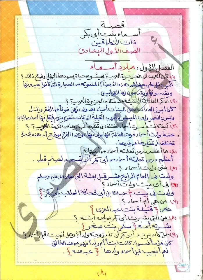 مراجعة التربية الإسلامية + القصة للصف الاول الاعدادي ترم اول مس/ دعاء المصري