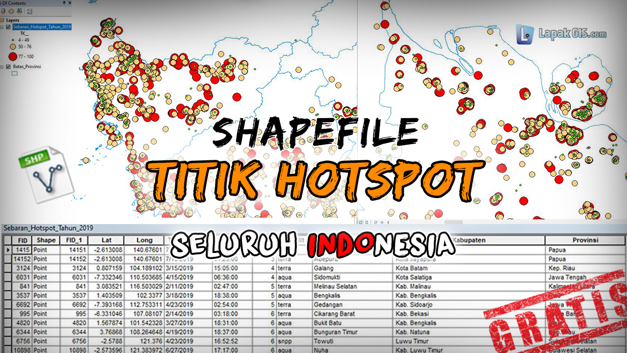 Data SHP Gratis Sebaran Titik Hotspot Indonesia Lengkap