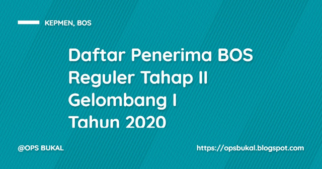 Daftar Penerima BOS Reguler Tahap II Gelombang I Tahun 2020