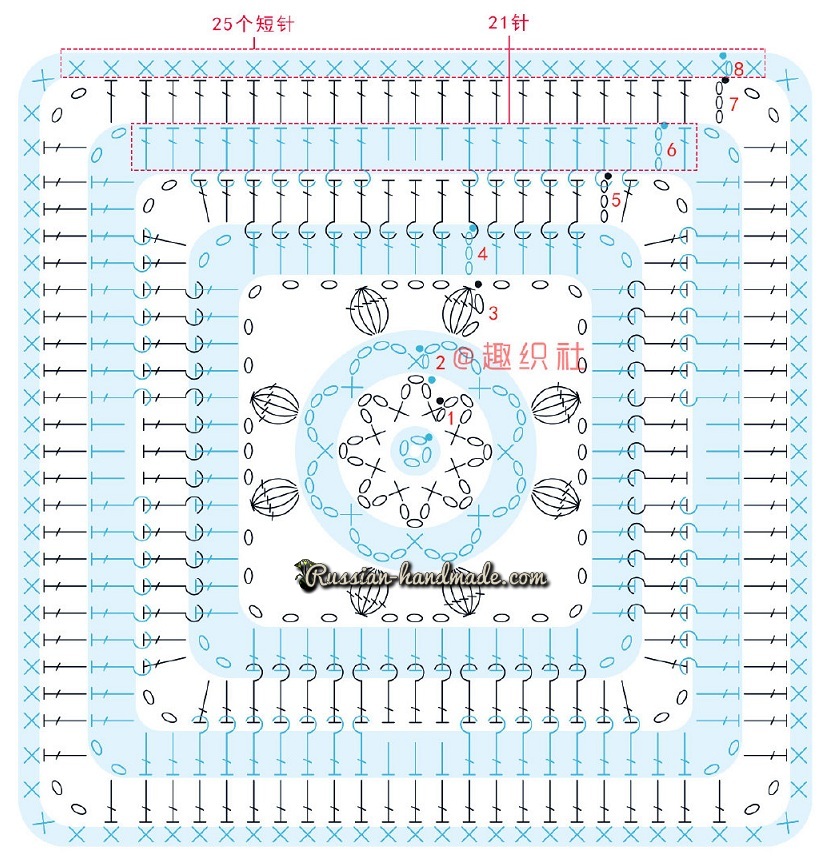 Схема вязания мотива №1