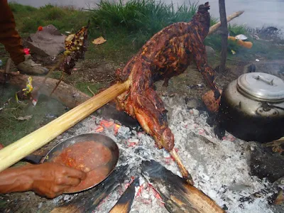 On request Goat BBQ at Lake Segara Anak Mt Rinjani