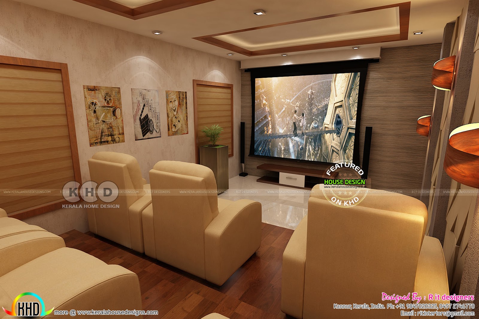 Kerala home theater interior set up Kerala Home Design and Floor