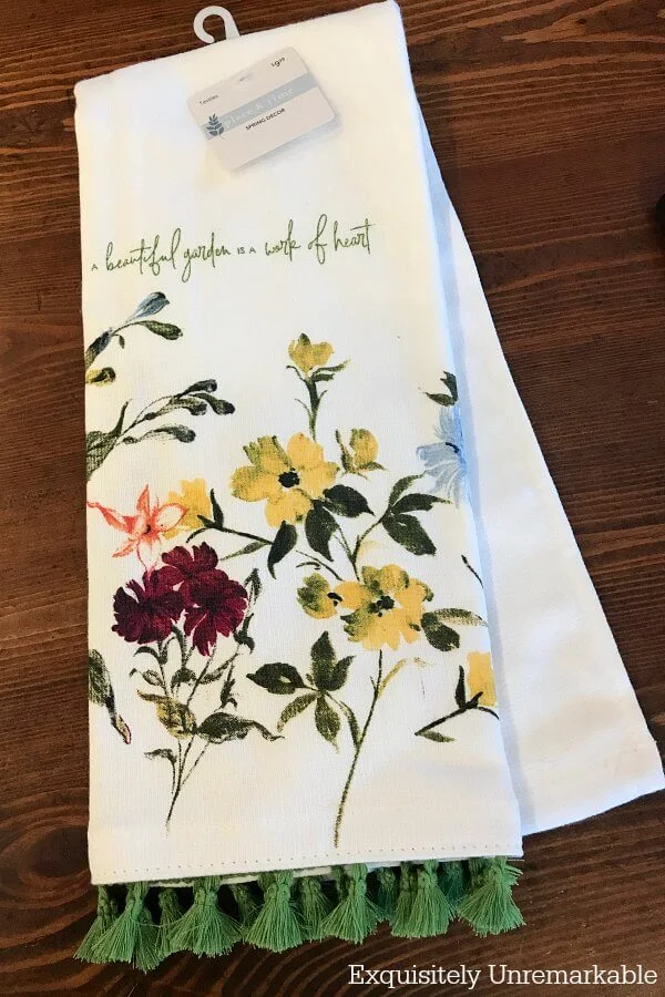 Kitchen Towel with flowers and fringe