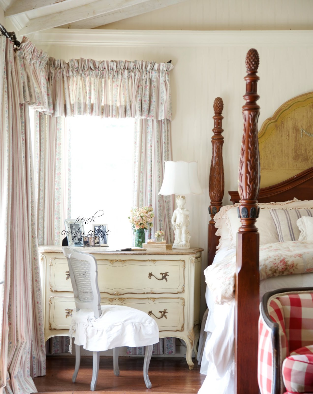 Vintage French Ticking Curtains FRENCH COUNTRY COTTAGE