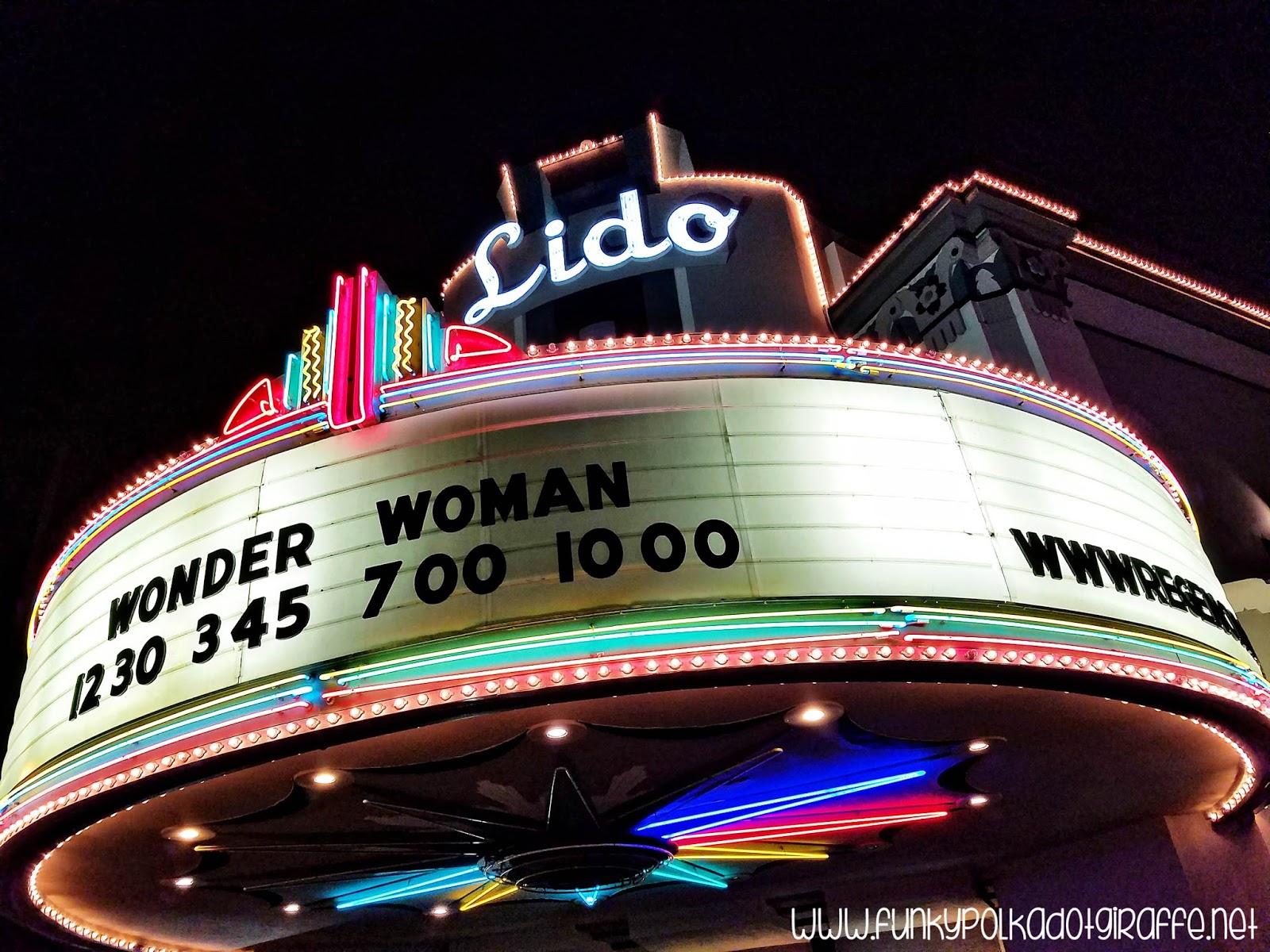 Funky Polkadot Giraffe Family Movie Night at the Iconic Lido Theater