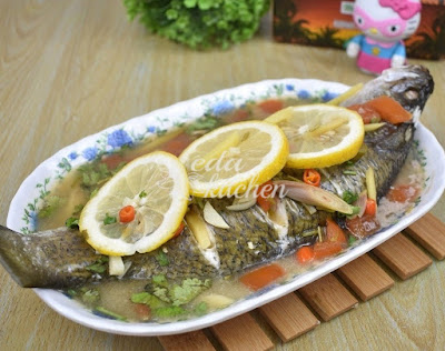Ikan Siakap Masak Stim, masak kukus ala thai dengan perahan jus lemon