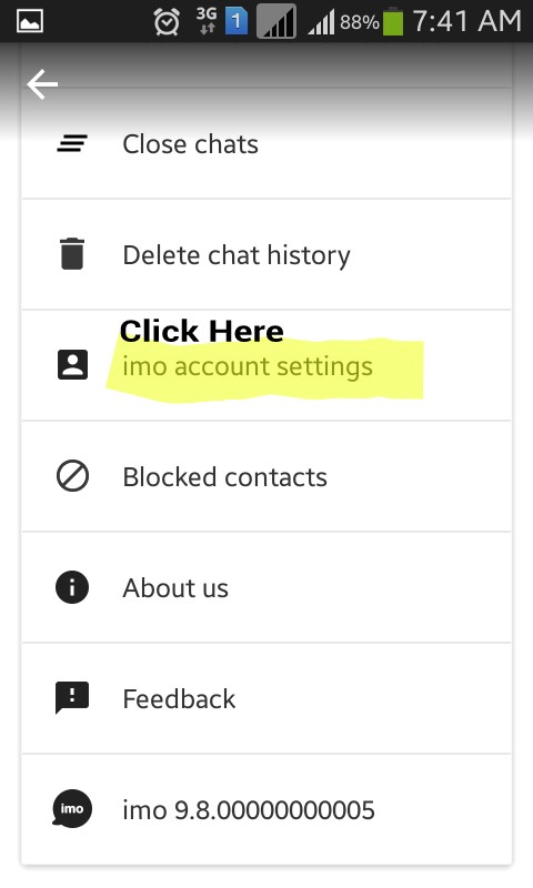 Delete IMO account contacts chat history: How to delete IMO account