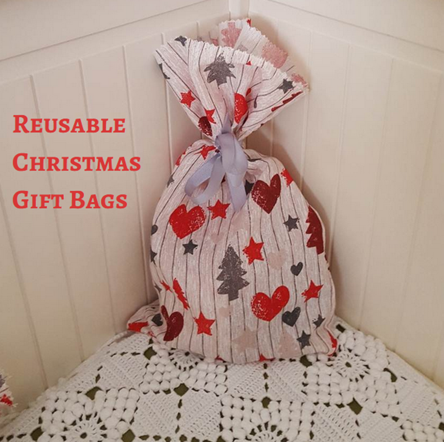 A bunch of (reusable) Christmas gift bags Keeping it Real