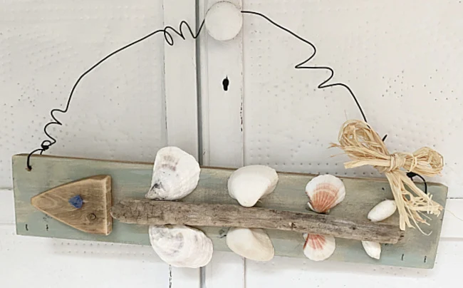 fish bones using shells with wire hanger