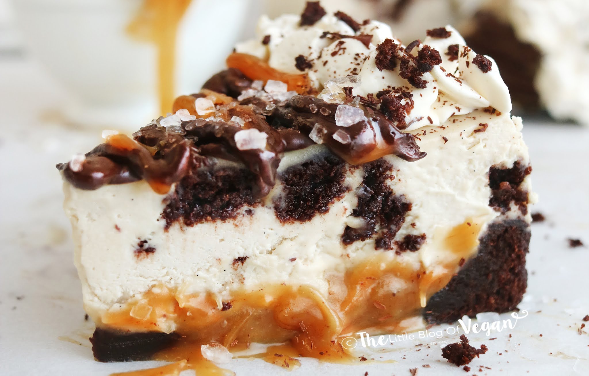 Vegan Caramel Brownie Cheesecake