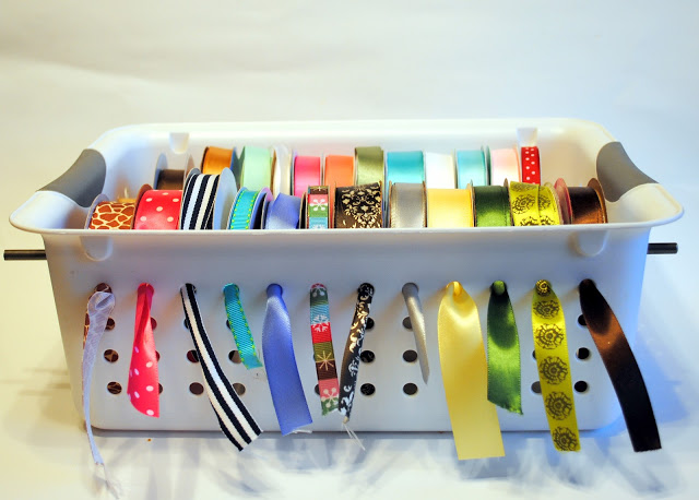 Creative Ribbon Storage Ideas featured by top US sewing blog, Flamingo Toes.