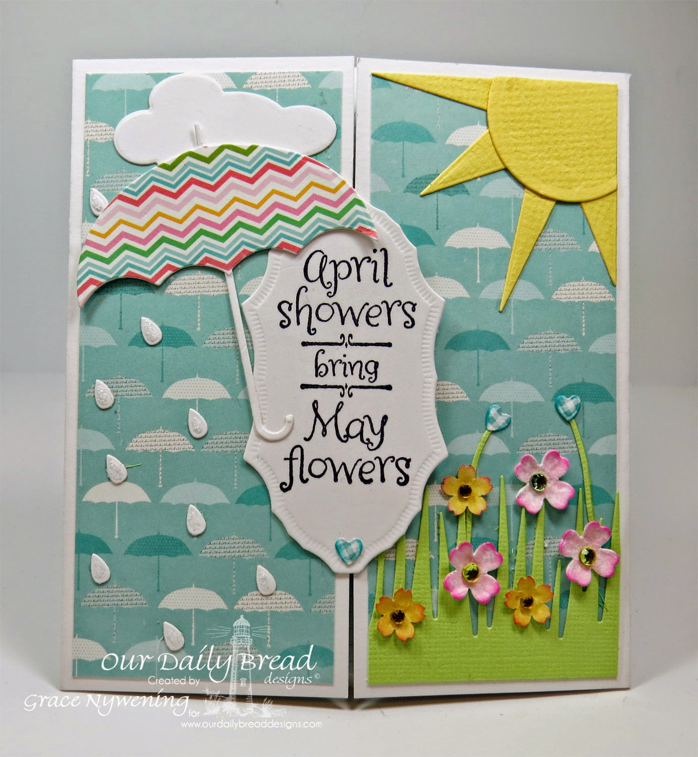 ODBD stamps- April Showers, designed by Grace Nywening