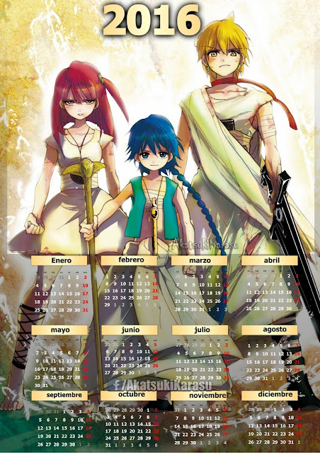 calendario 2016 anime magi