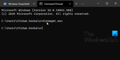 Buka Manajemen Disk melalui Command Prompt