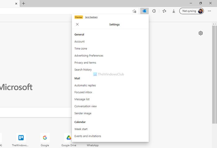 L'estensione di Microsoft Outlook per Edge ti consente di gestire e-mail, calendario, attività