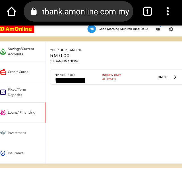 munamuni Full Settlement Kereta, Ambank