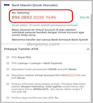 cara bayar shopee lewat atm mandiri