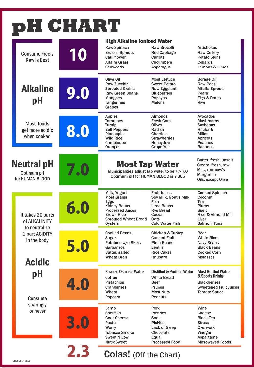 Alkaline and Acidic Foods and their pH values