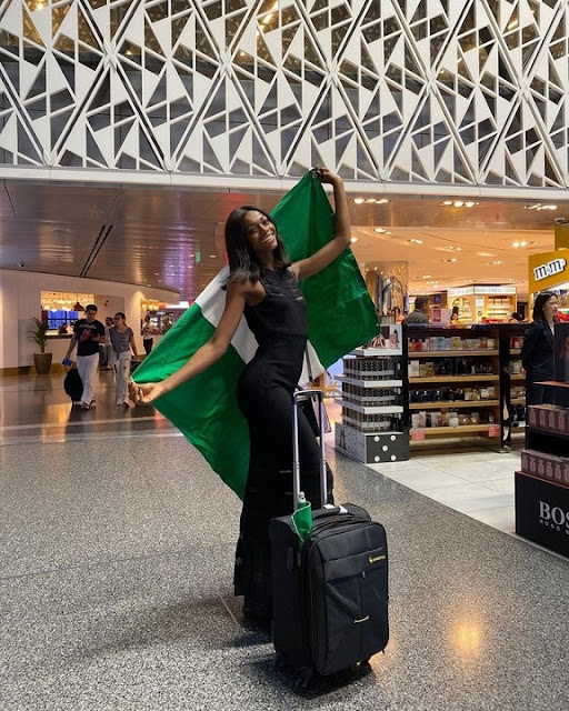 The Most Beautiful Girl In Nigeria Lands In London For Miss World 2019 (Photos)